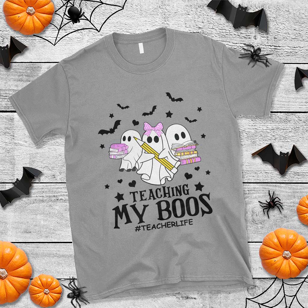 Funny Teacher Halloween T Shirt Teaching My Boos Teacherlife Ghost Pencil Book - Wonder Print Shop