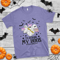 Funny Teacher Halloween T Shirt Teaching My Boos Teacherlife Ghost Pencil Book - Wonder Print Shop
