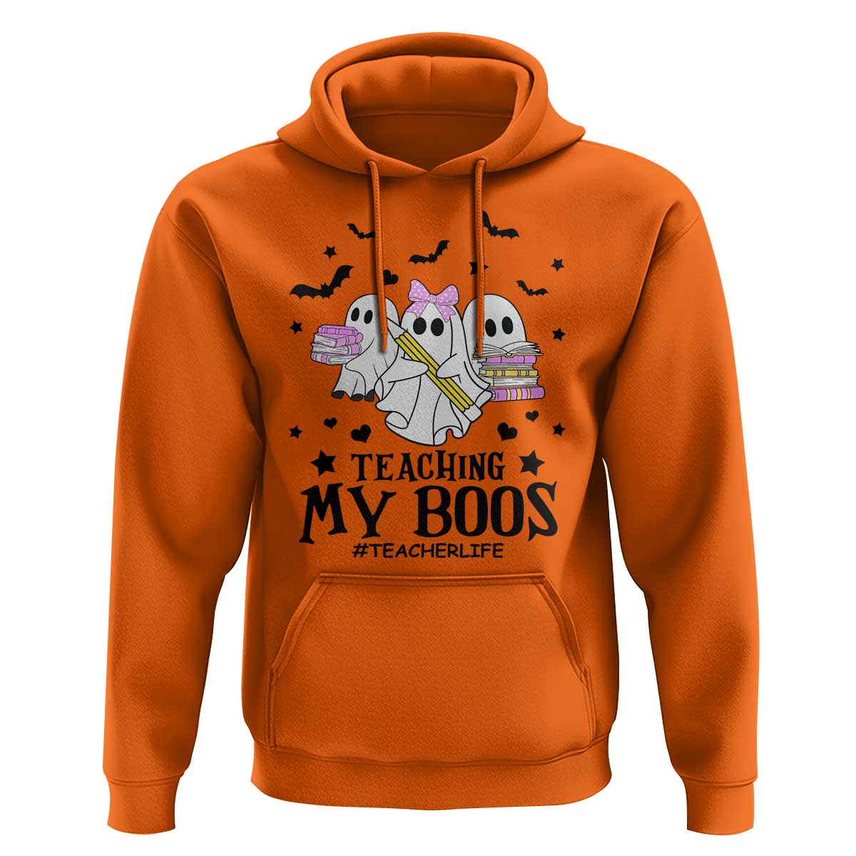 Funny Teacher Halloween Hoodie Teaching My Boos Teacherlife Ghost Pencil Book - Wonder Print Shop