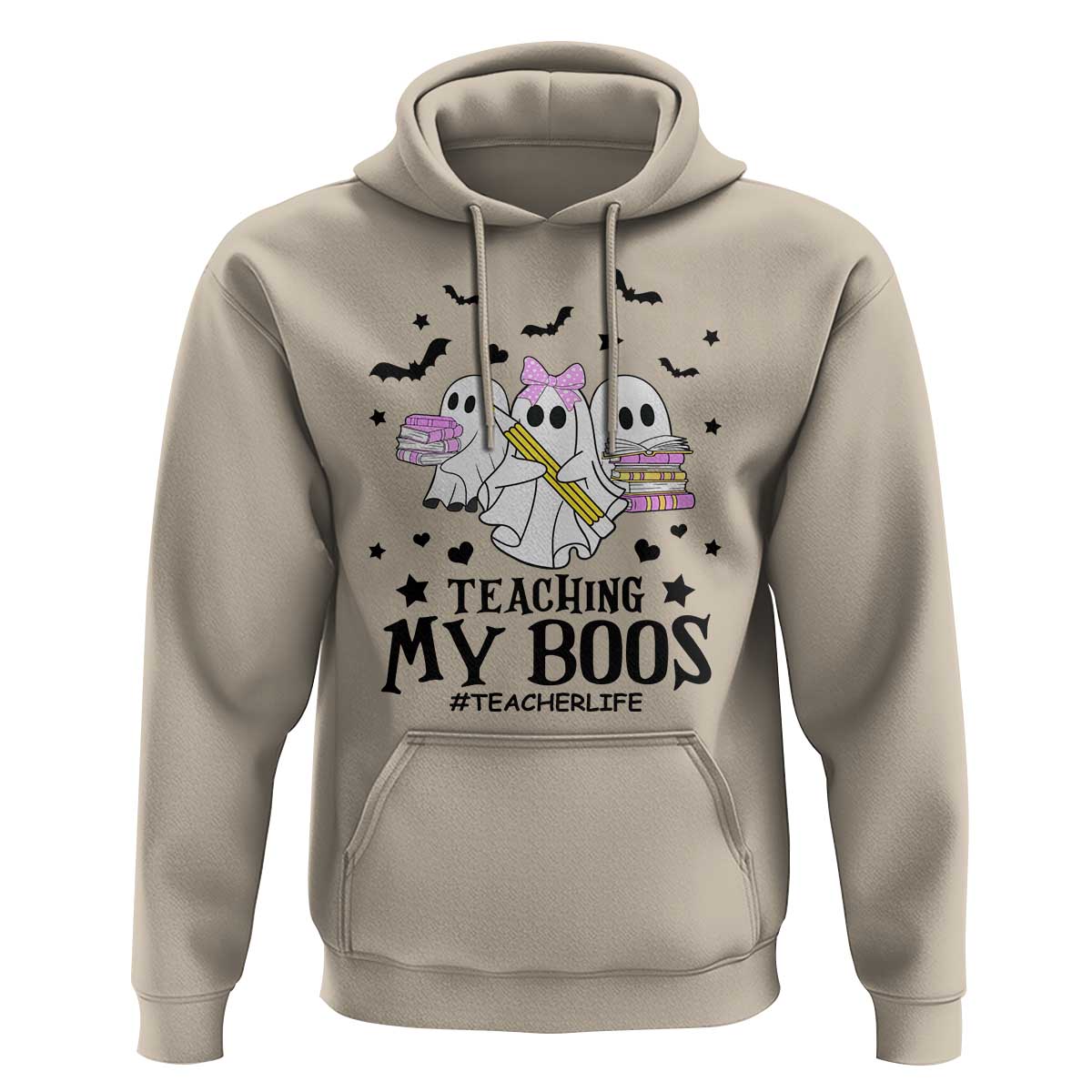 Funny Teacher Halloween Hoodie Teaching My Boos Teacherlife Ghost Pencil Book - Wonder Print Shop
