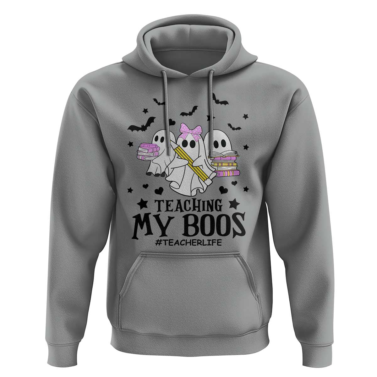 Funny Teacher Halloween Hoodie Teaching My Boos Teacherlife Ghost Pencil Book - Wonder Print Shop