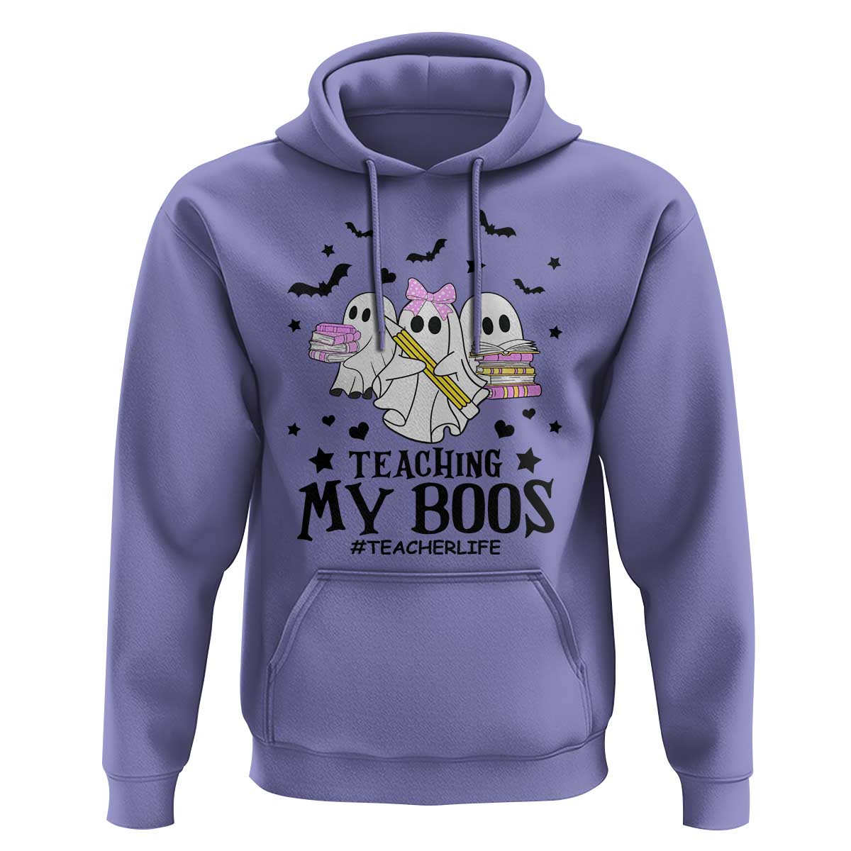 Funny Teacher Halloween Hoodie Teaching My Boos Teacherlife Ghost Pencil Book - Wonder Print Shop