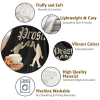 Funny Oktoberfest Bigfoot Prost Throw Blanket German Sasquatch Beer Mug - Wonder Print Shop