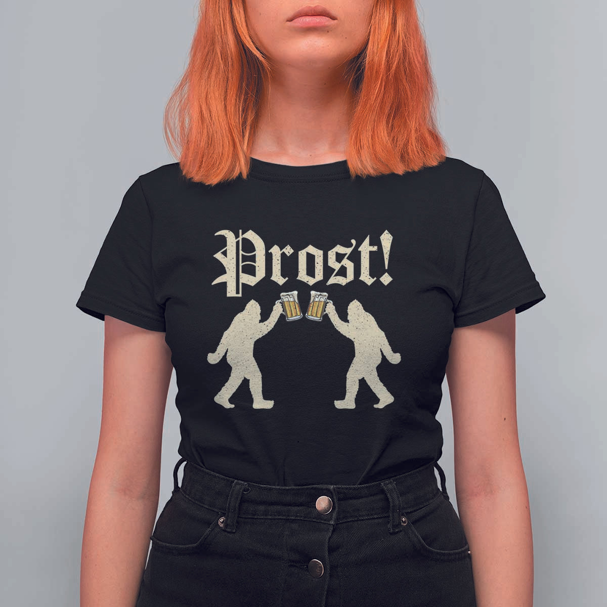 Funny Oktoberfest Bigfoot Prost T Shirt For Women German Sasquatch Beer Mug - Wonder Print Shop
