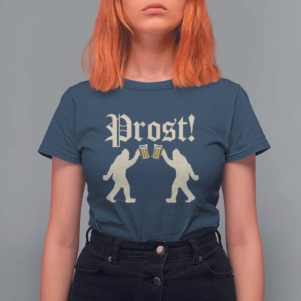 Funny Oktoberfest Bigfoot Prost T Shirt For Women German Sasquatch Beer Mug - Wonder Print Shop