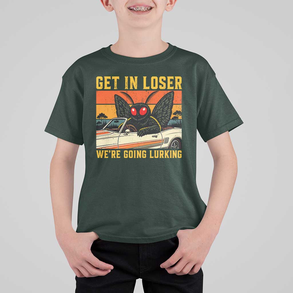 Get In Loser We Are Going Lurking Funny Mothman T Shirt For Kid Cryptozoology Cryptid Lover