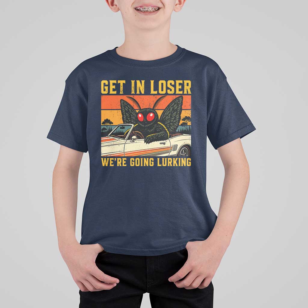 Get In Loser We Are Going Lurking Funny Mothman T Shirt For Kid Cryptozoology Cryptid Lover