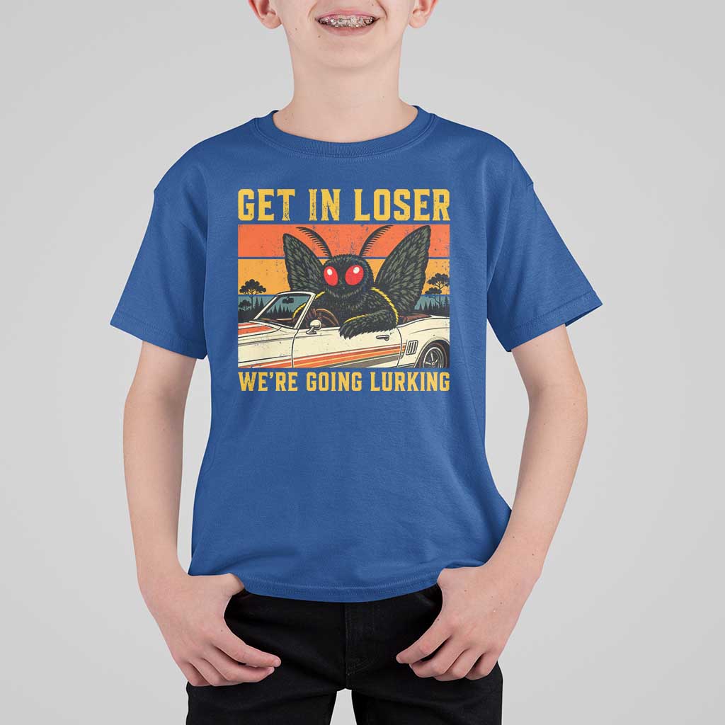 Get In Loser We Are Going Lurking Funny Mothman T Shirt For Kid Cryptozoology Cryptid Lover