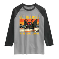 Get In Loser We Are Going Lurking Funny Mothman Raglan Shirt Cryptozoology Cryptid Lover