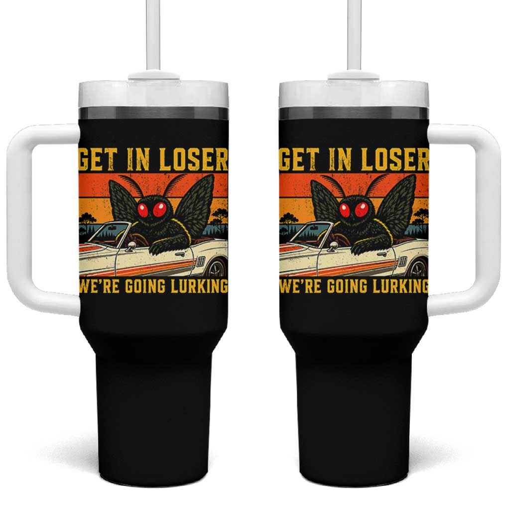 Get In Loser We Are Going Lurking Funny Mothman Tumbler With Handle Cryptozoology Cryptid Lover