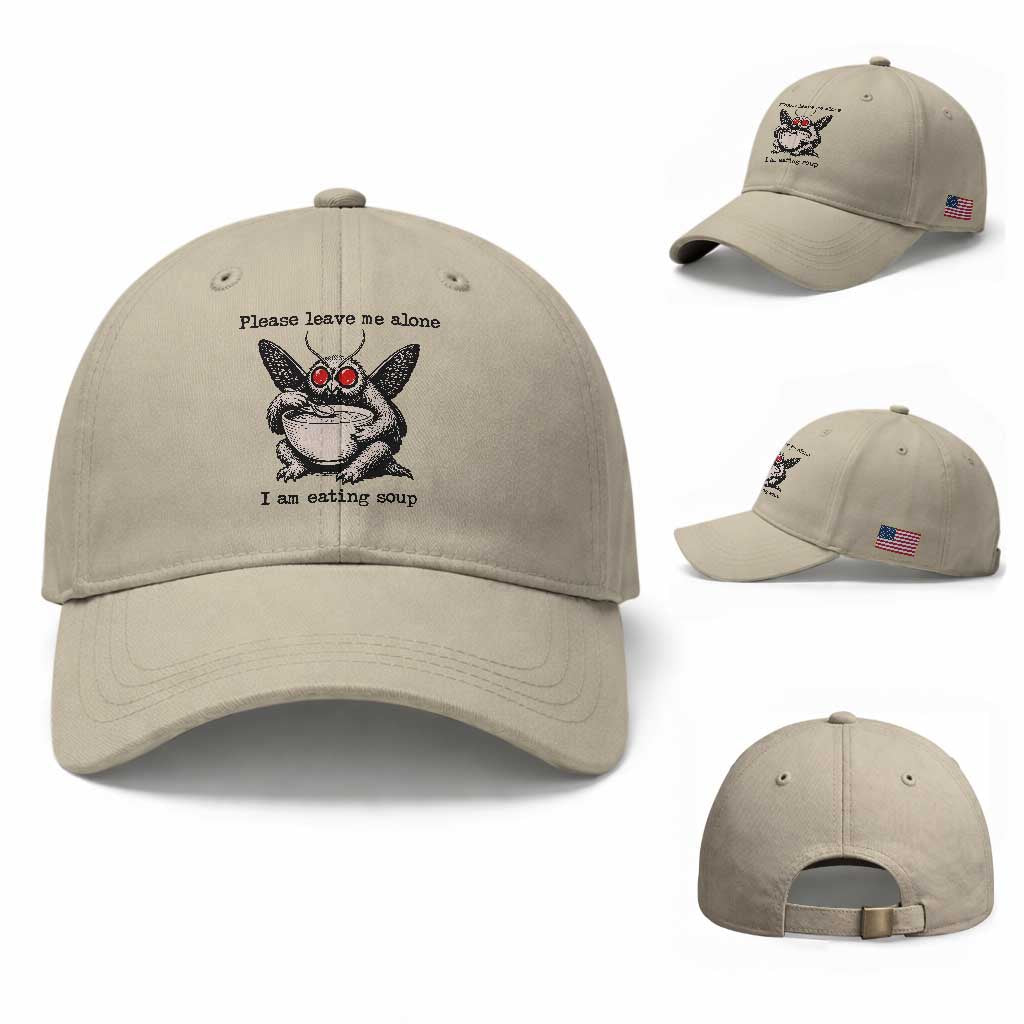 Please Leave Me Alone I Am Eating Soup Funny Mothman Baseball Cap