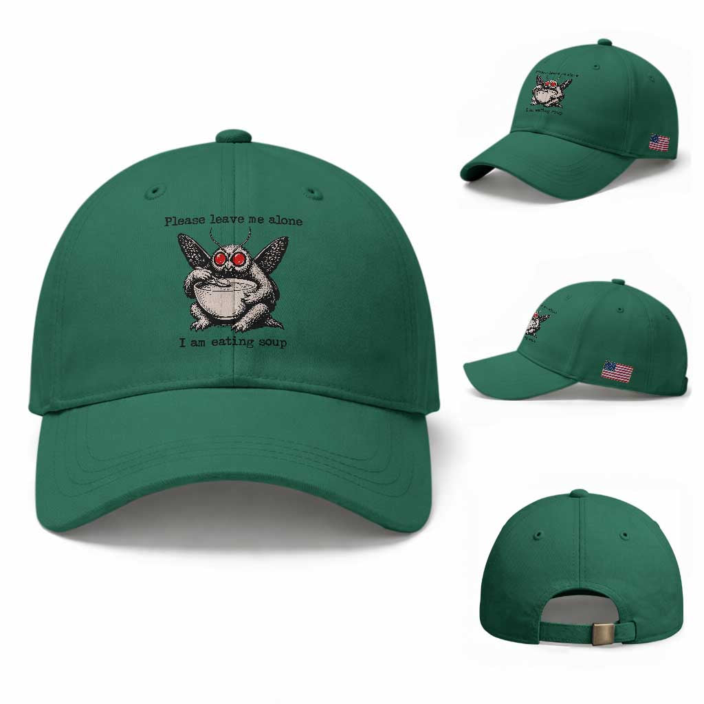 Please Leave Me Alone I Am Eating Soup Funny Mothman Baseball Cap
