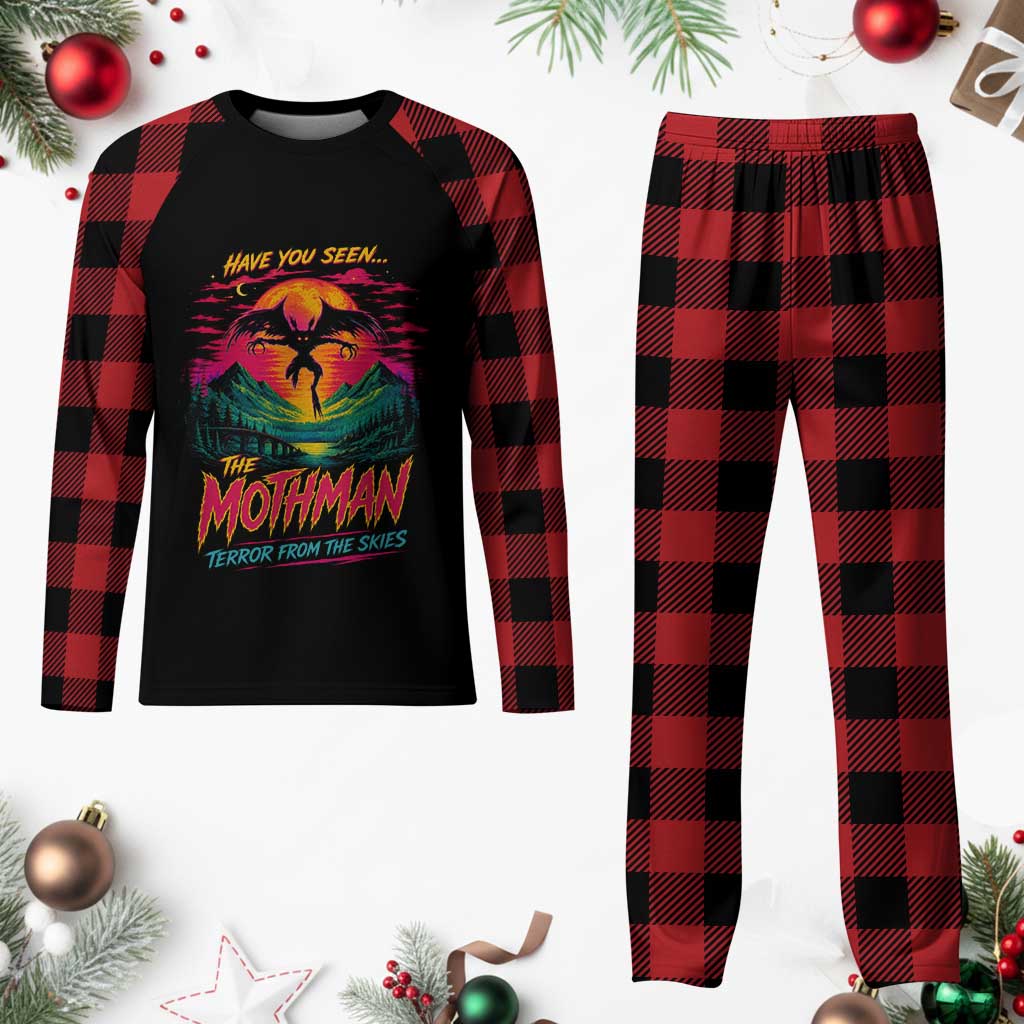Funny Mothman Plaid Pajama Set Have You Seen The Mothman Terror From The Skies Cryptid Legends