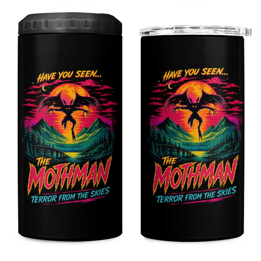 Funny Mothman 4 in 1 Can Cooler Tumbler Have You Seen The Mothman Terror From The Skies Cryptid Legends
