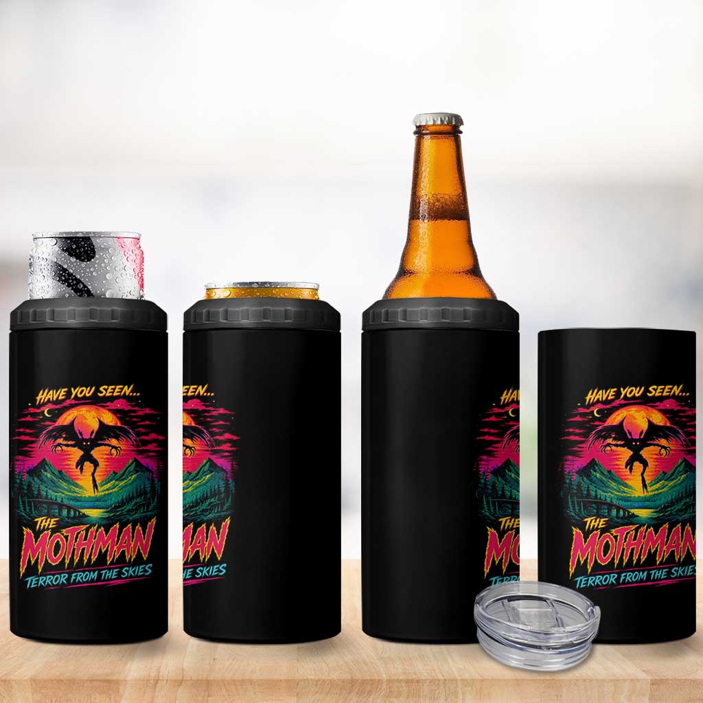 Funny Mothman 4 in 1 Can Cooler Tumbler Have You Seen The Mothman Terror From The Skies Cryptid Legends