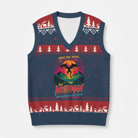 Funny Mothman V-Neck Knit Sweater Vest Have You Seen The Mothman Terror From The Skies Cryptid Legends