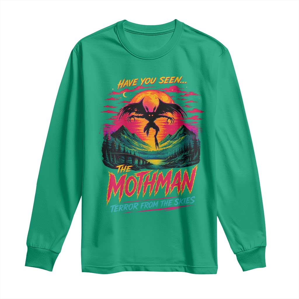Funny Mothman Long Sleeve Shirt Have You Seen The Mothman Terror From The Skies Cryptid Legends