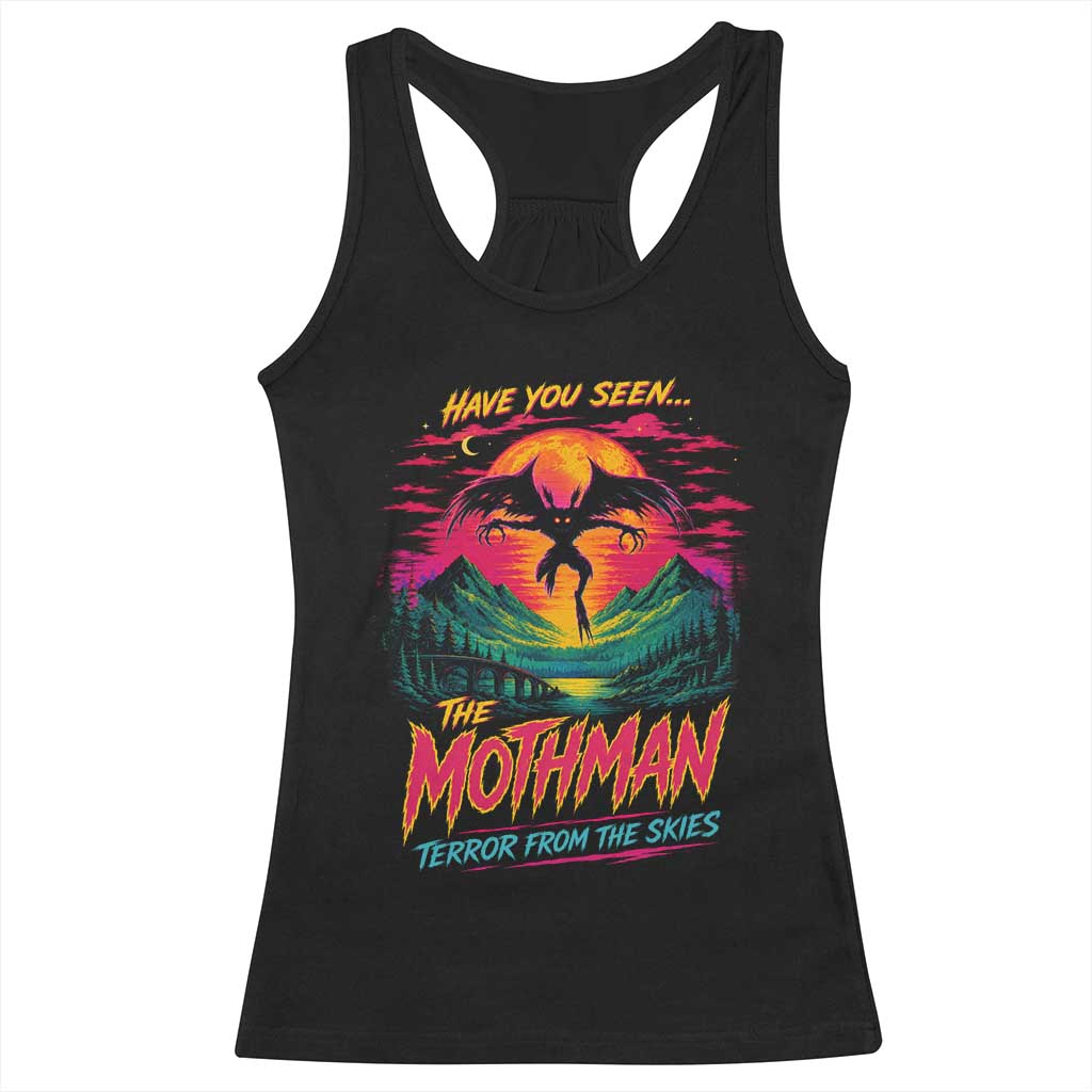 Funny Mothman Racerback Tank Top Have You Seen The Mothman Terror From The Skies Cryptid Legends