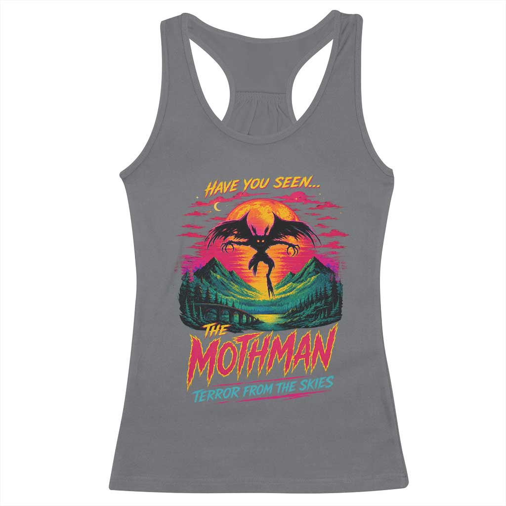 Funny Mothman Racerback Tank Top Have You Seen The Mothman Terror From The Skies Cryptid Legends