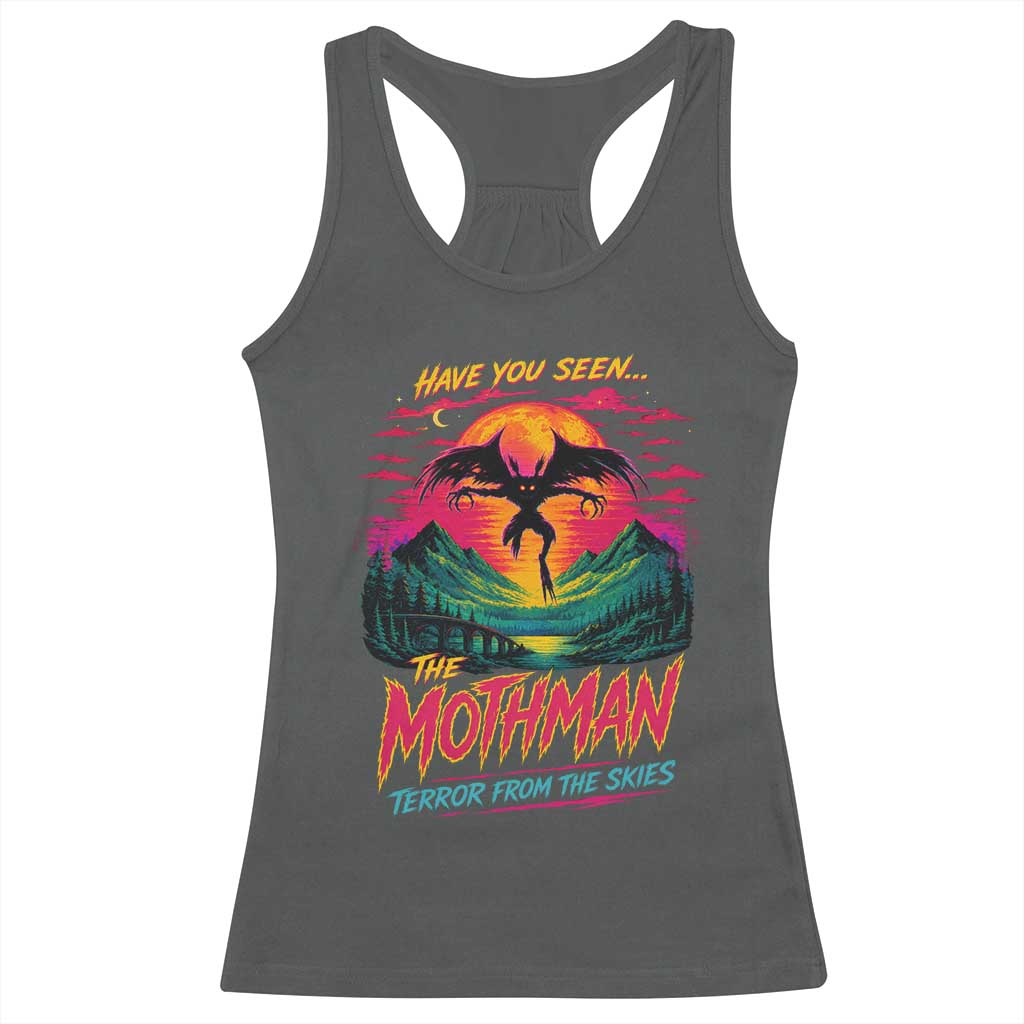 Funny Mothman Racerback Tank Top Have You Seen The Mothman Terror From The Skies Cryptid Legends