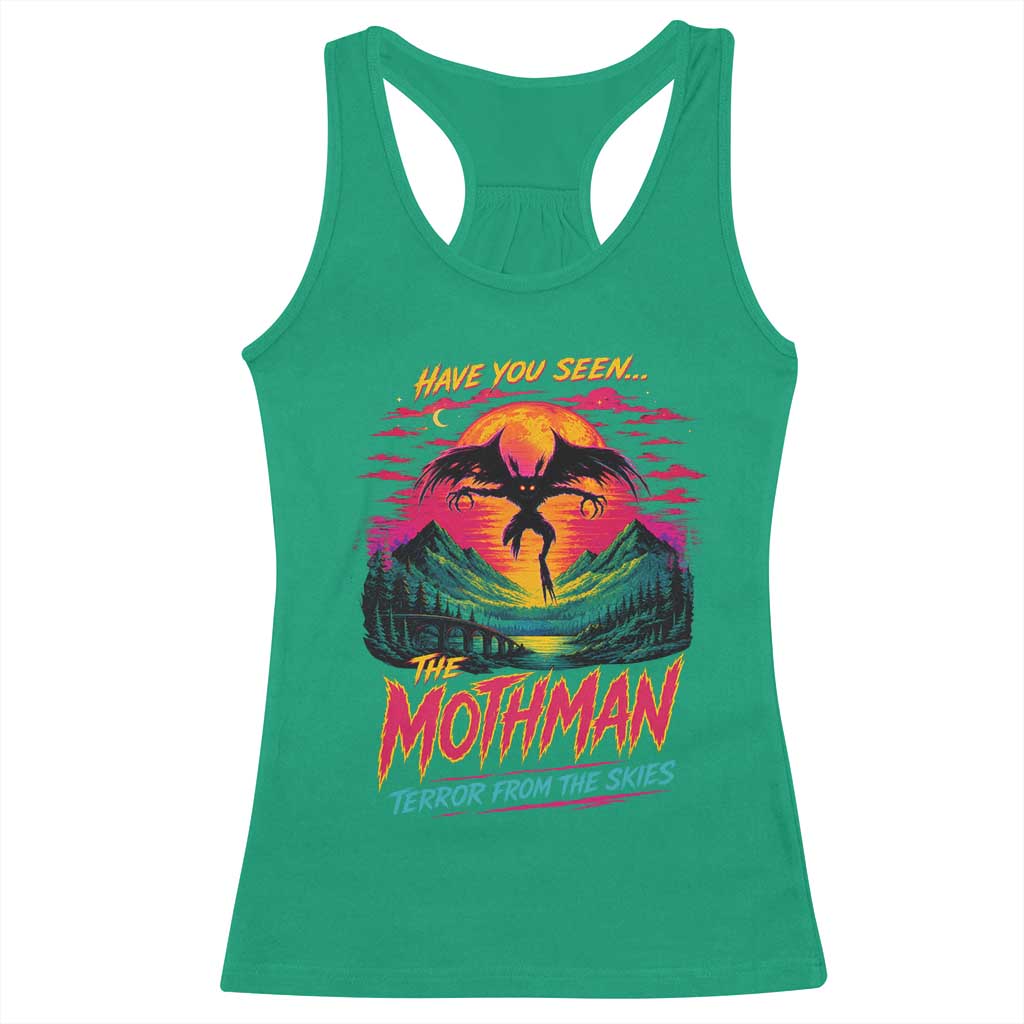 Funny Mothman Racerback Tank Top Have You Seen The Mothman Terror From The Skies Cryptid Legends