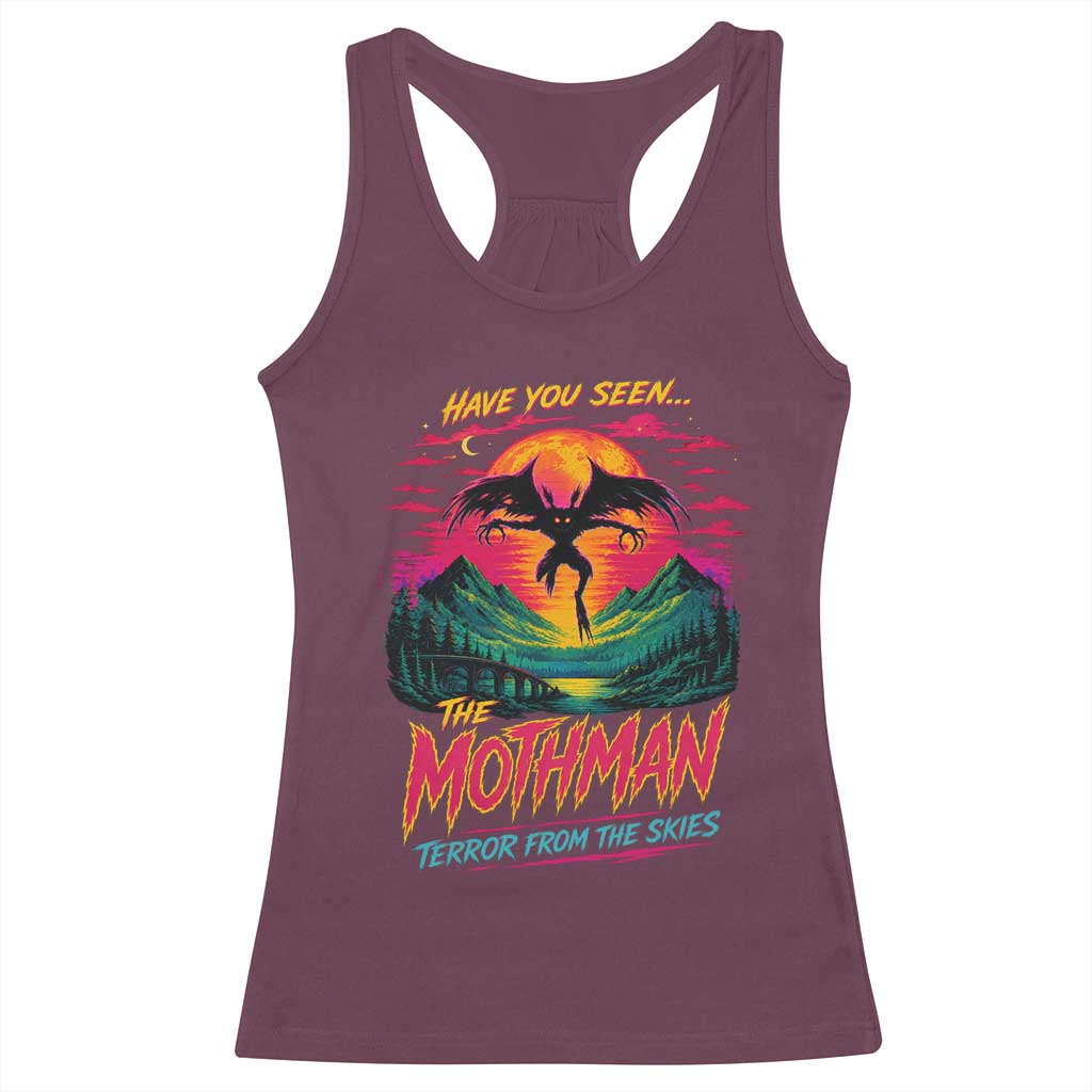 Funny Mothman Racerback Tank Top Have You Seen The Mothman Terror From The Skies Cryptid Legends