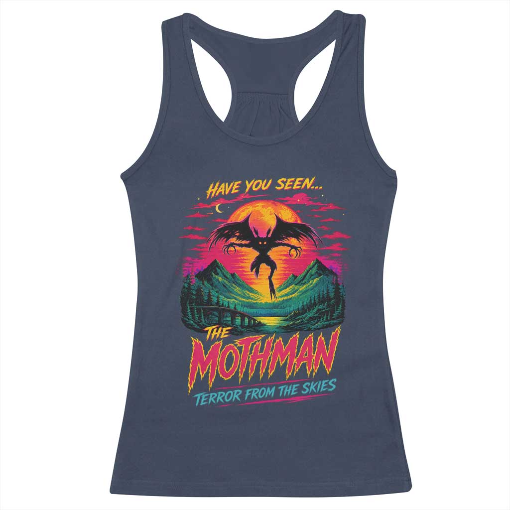 Funny Mothman Racerback Tank Top Have You Seen The Mothman Terror From The Skies Cryptid Legends