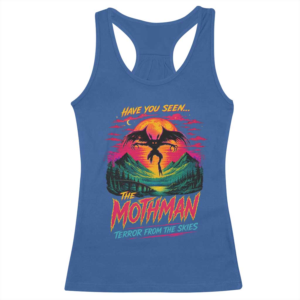 Funny Mothman Racerback Tank Top Have You Seen The Mothman Terror From The Skies Cryptid Legends
