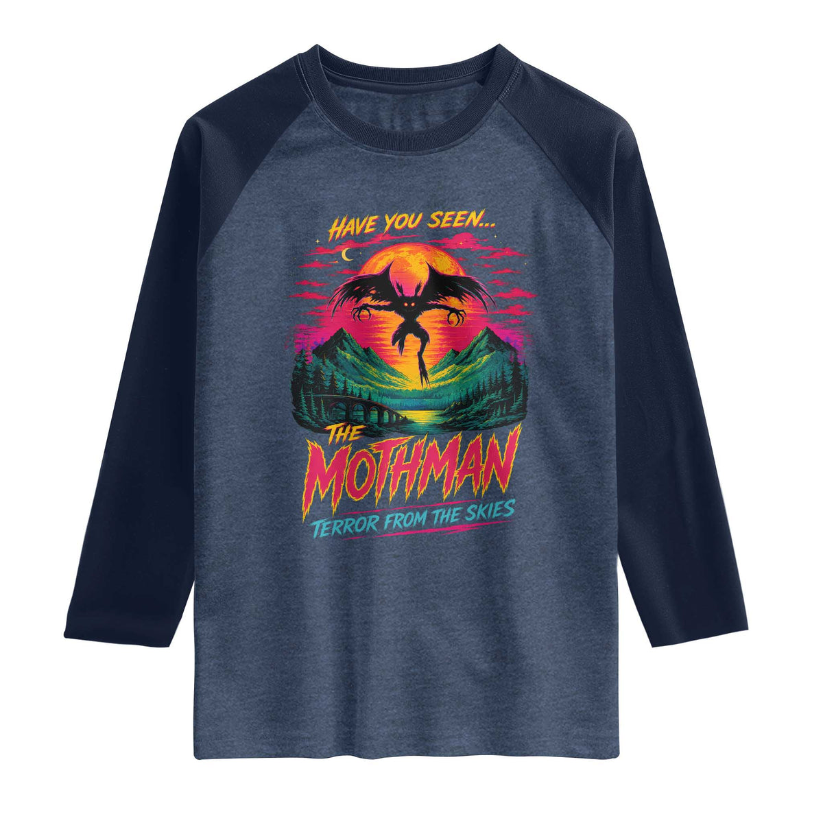 Funny Mothman Raglan Shirt Have You Seen The Mothman Terror From The Skies Cryptid Legends
