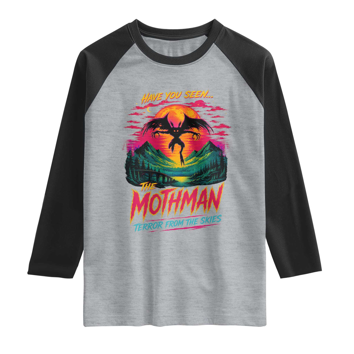 Funny Mothman Raglan Shirt Have You Seen The Mothman Terror From The Skies Cryptid Legends