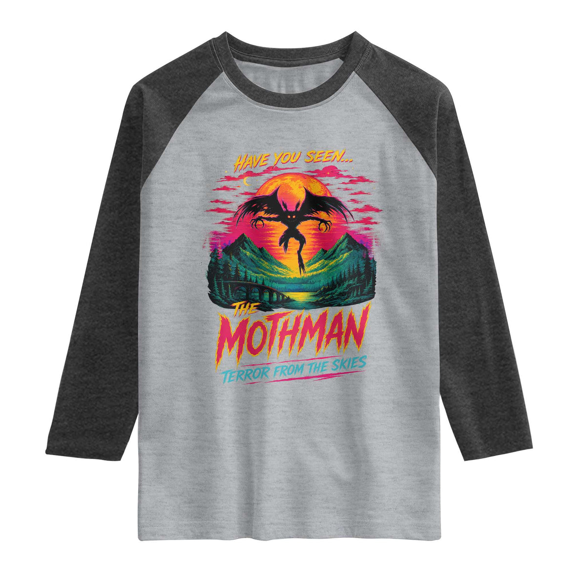 Funny Mothman Raglan Shirt Have You Seen The Mothman Terror From The Skies Cryptid Legends