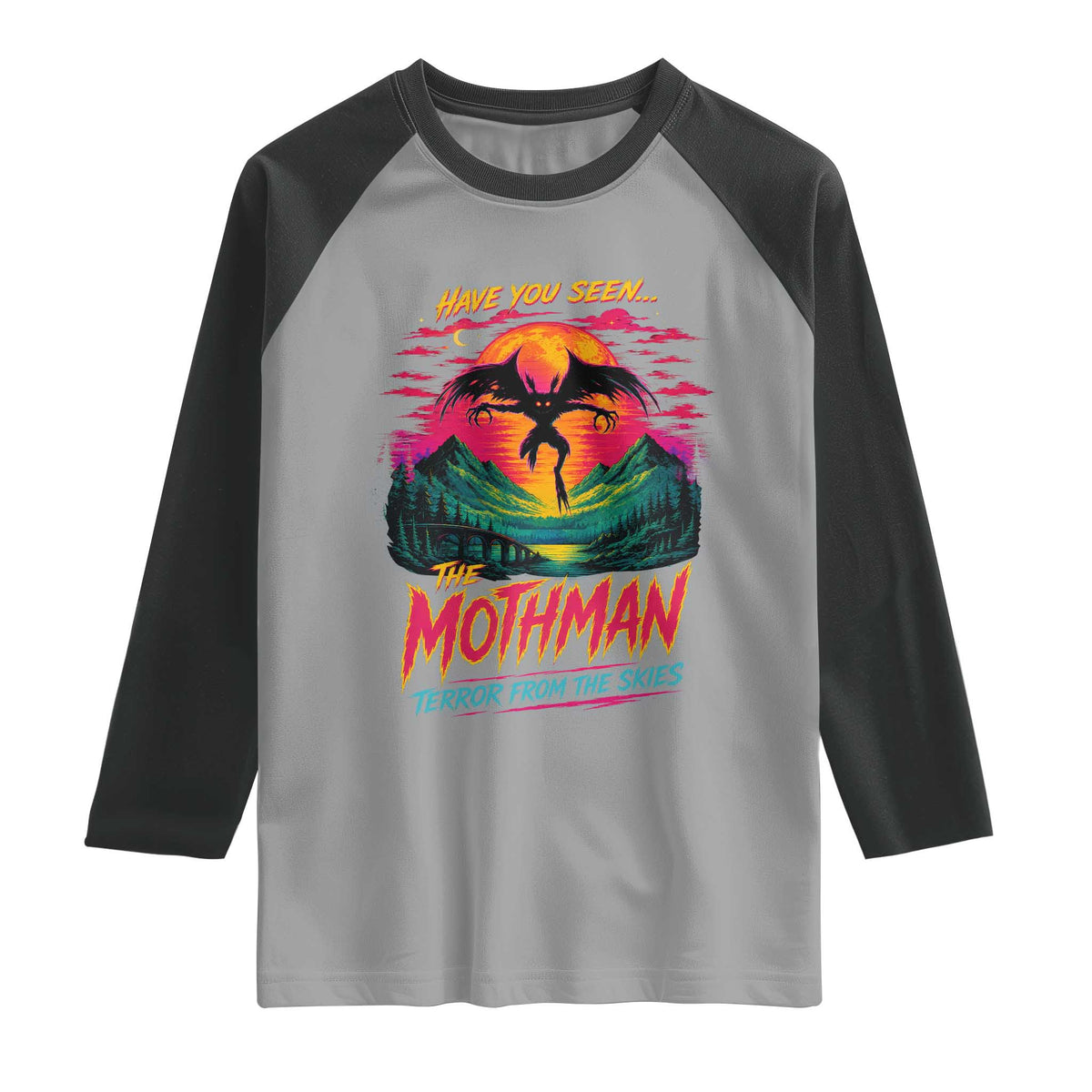 Funny Mothman Raglan Shirt Have You Seen The Mothman Terror From The Skies Cryptid Legends