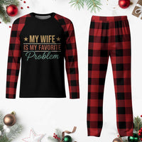 My Wife Is My Favorite Problem Plaid Pajama Set Funny Husband Wife Relationship Retro