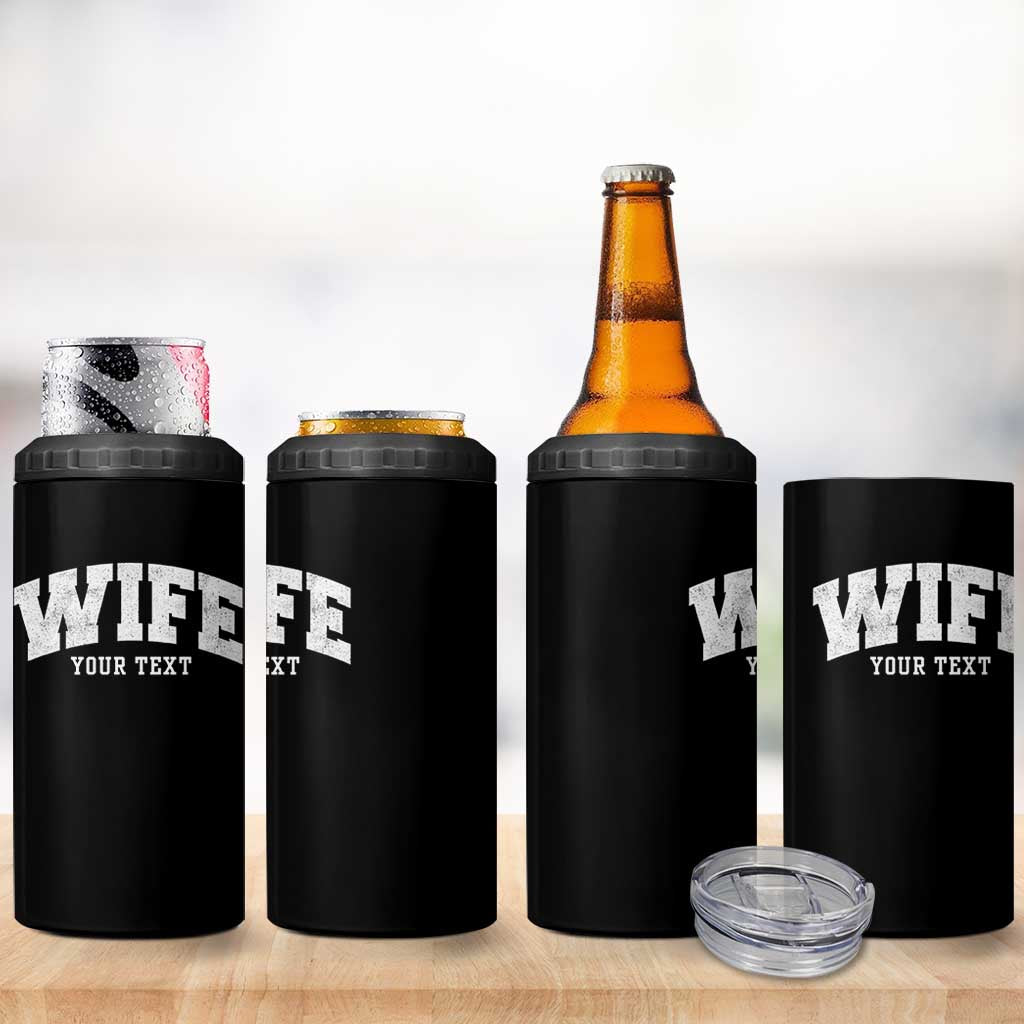Personalized Wife 4 in 1 Can Cooler Tumbler Custom Text Name Wifey Marriage Anniversary Couple Gift