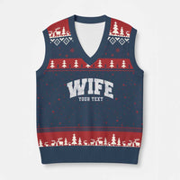 Personalized Wife V-Neck Knit Sweater Vest Custom Text Name Wifey Marriage Anniversary Couple Gift