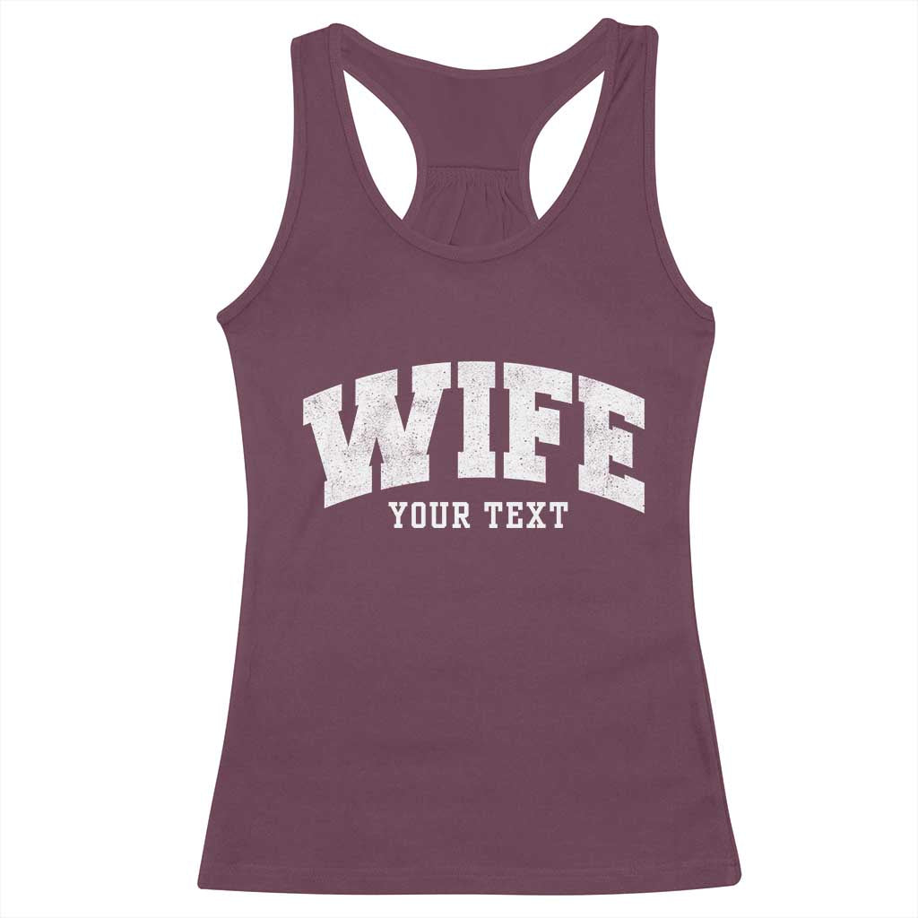 Personalized Wife Racerback Tank Top Custom Text Name Wifey Marriage Anniversary Couple Gift