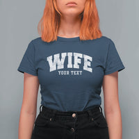 Personalized Wife T Shirt For Women Custom Text Name Wifey Marriage Anniversary Couple Gift