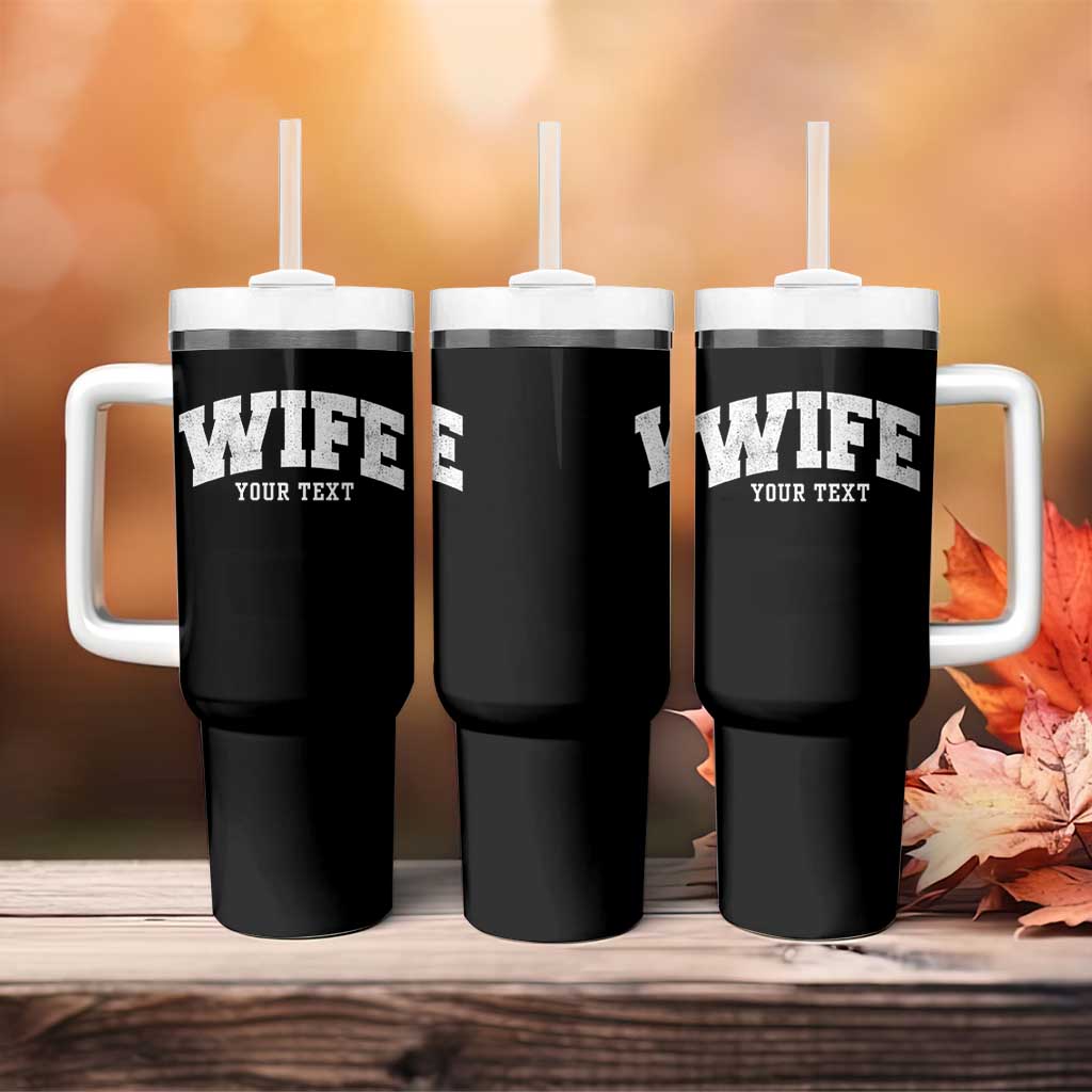 Personalized Wife Tumbler With Handle Custom Text Name Wifey Marriage Anniversary Couple Gift