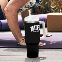 Personalized Wife Tumbler With Handle Custom Text Name Wifey Marriage Anniversary Couple Gift