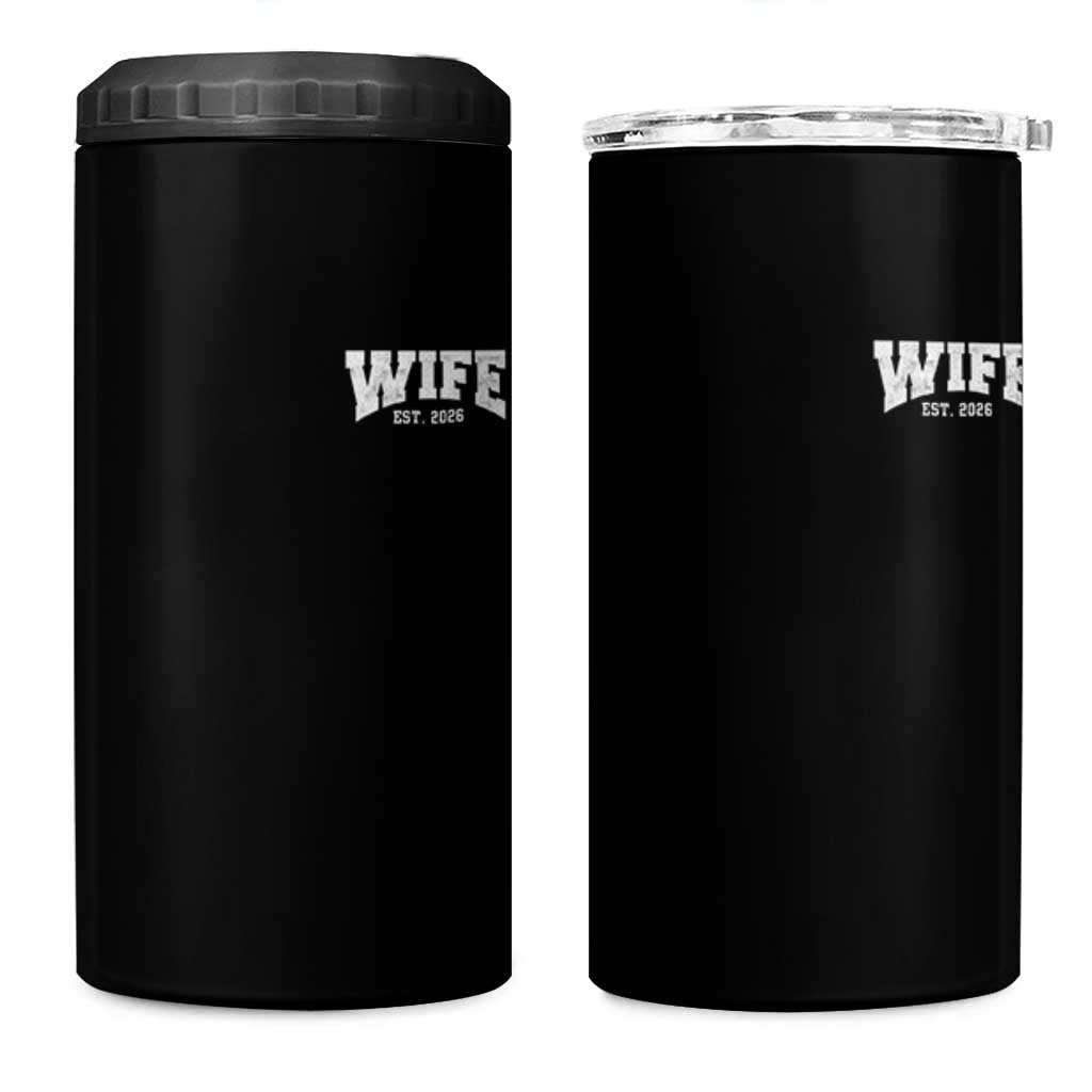 Wife Est 2026 4 in 1 Can Cooler Tumbler Just Married Couple Matching Wedding Honeymoon