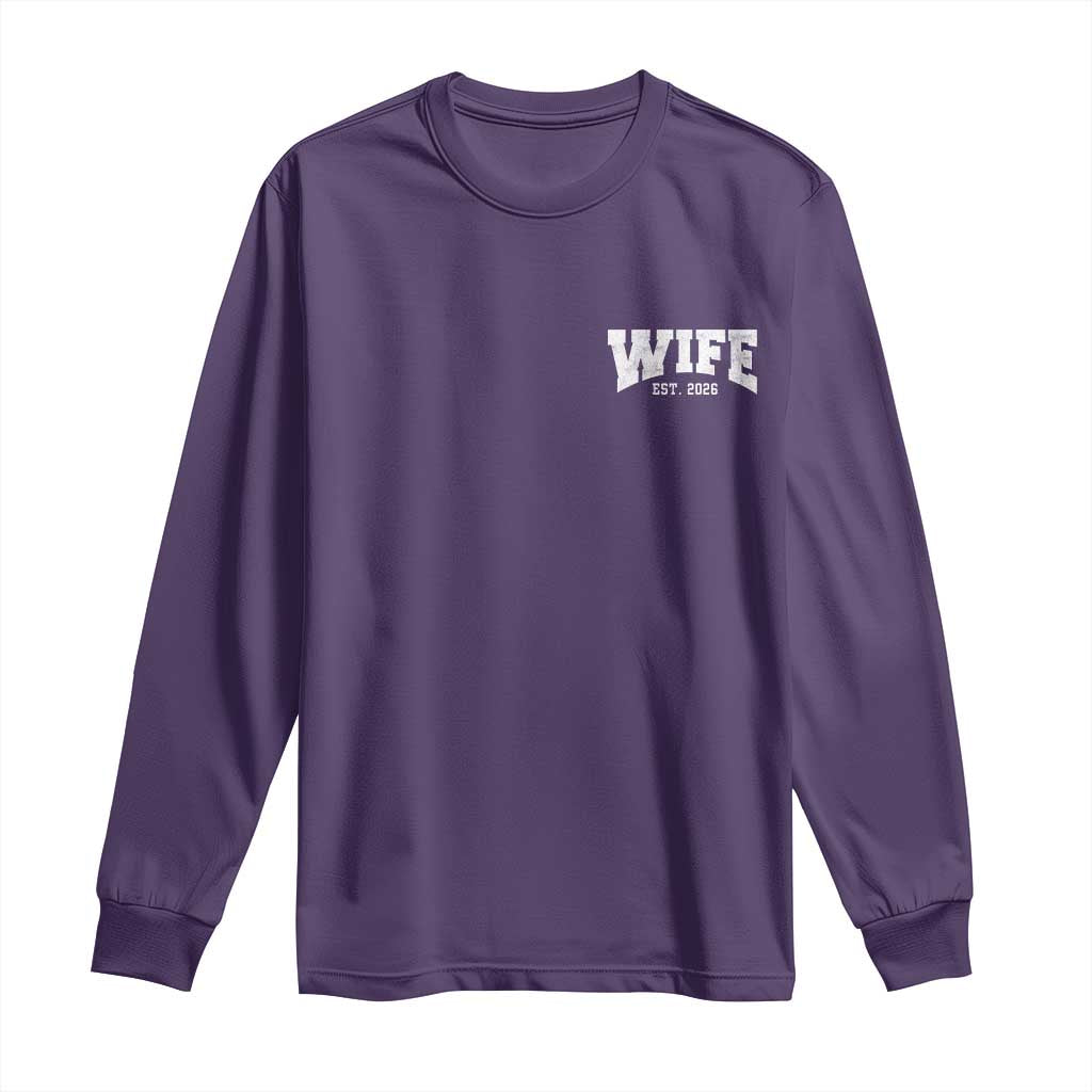 Wife Est 2026 Long Sleeve Shirt Just Married Couple Matching Wedding Honeymoon