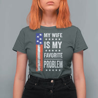 My Wife Is My Favorite Problem T Shirt For Women Wife Husband Marriage Humor American Flag Rock Hand