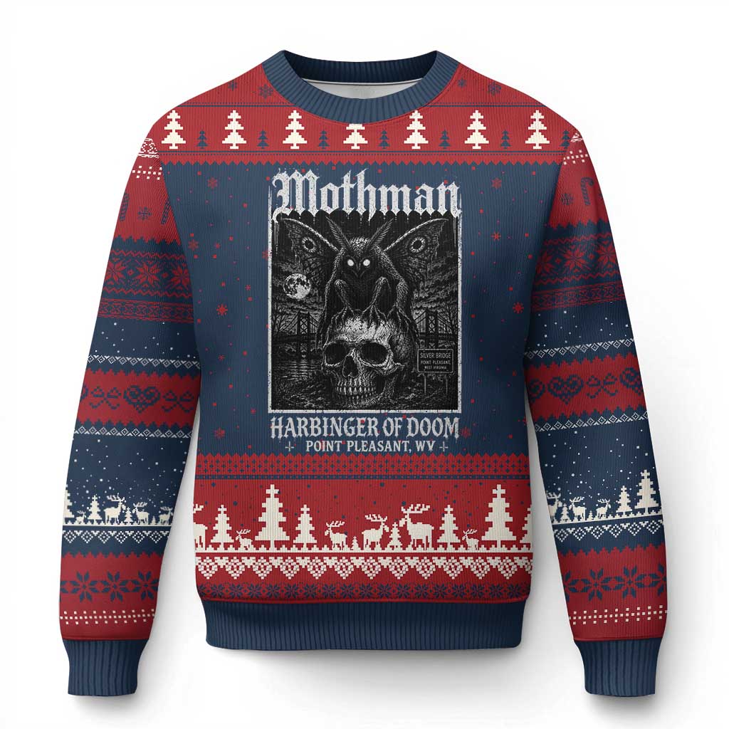 Mothman Harbinger of Doom Point Pleasant WV Ugly Christmas Sweater Gothic Horror Cryptid Creature