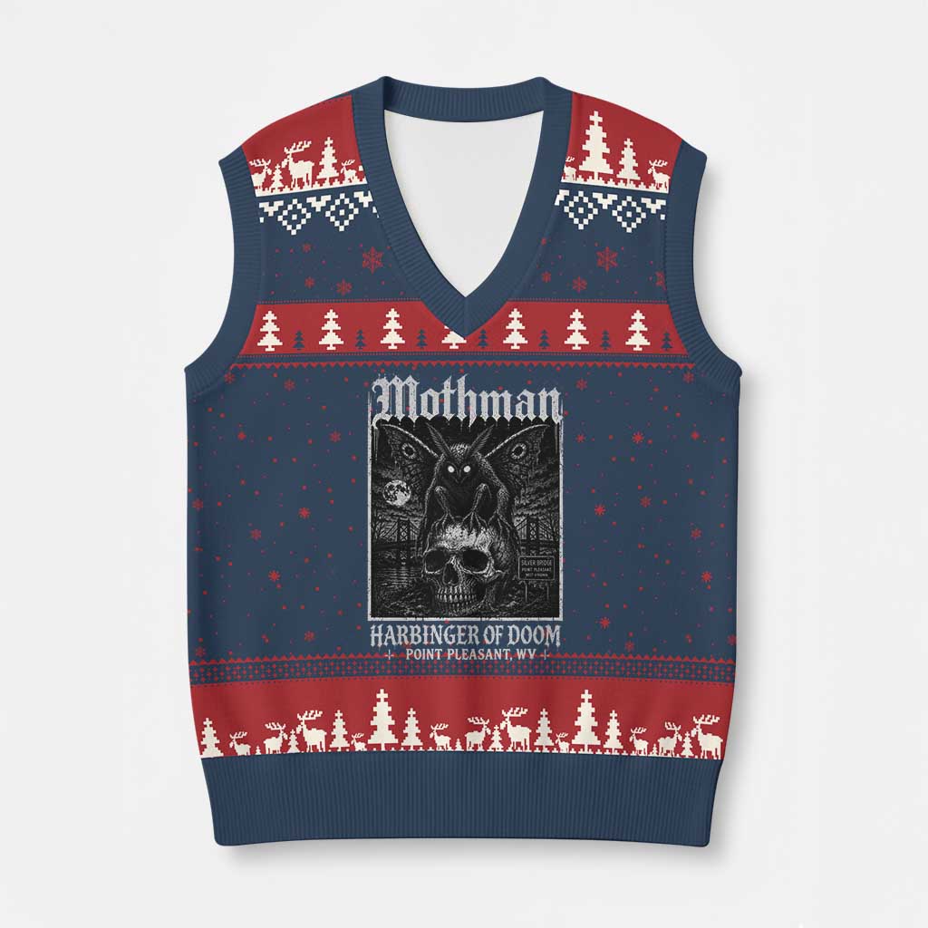 Mothman Harbinger of Doom Point Pleasant WV V-Neck Knit Sweater Vest Gothic Horror Cryptid Creature