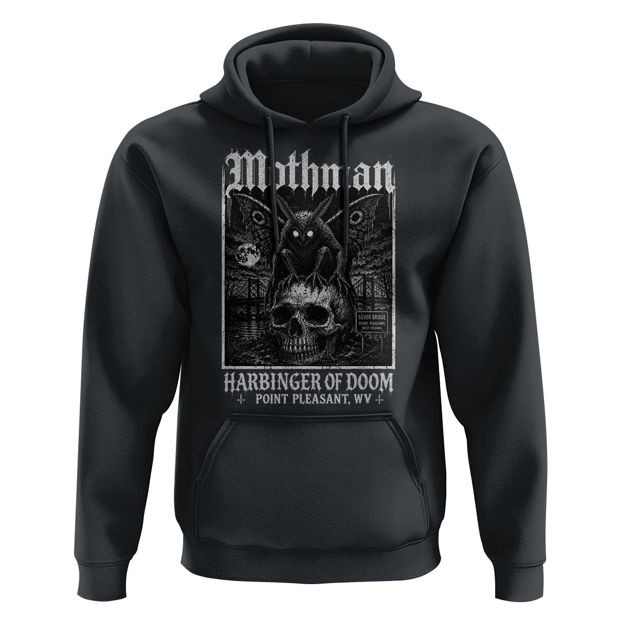 Mothman Harbinger of Doom Point Pleasant WV Hoodie Gothic Horror Cryptid Creature