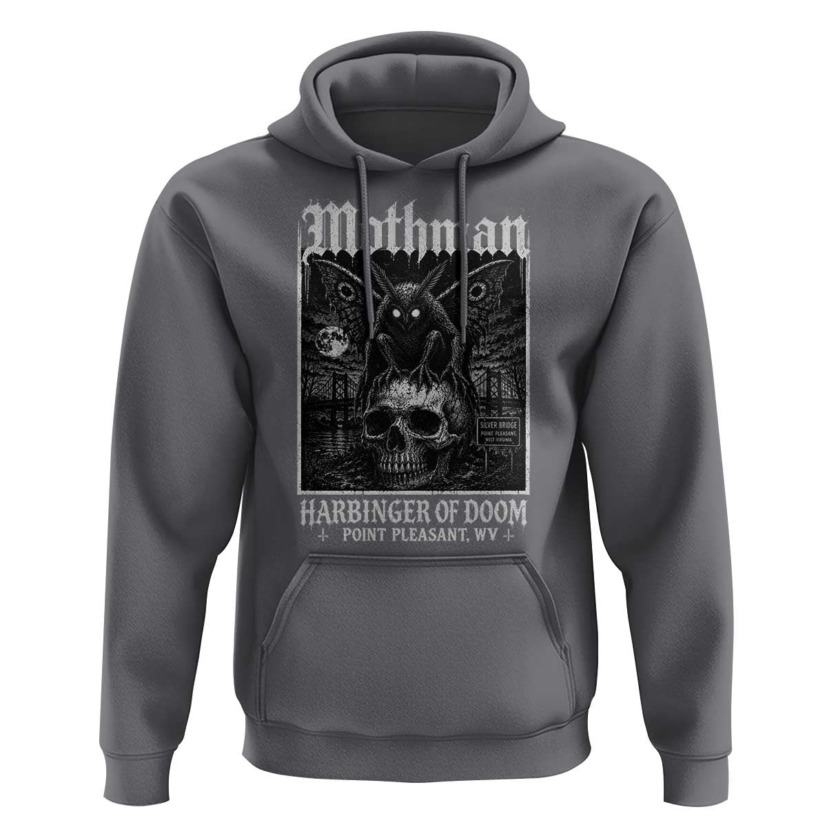 Mothman Harbinger of Doom Point Pleasant WV Hoodie Gothic Horror Cryptid Creature