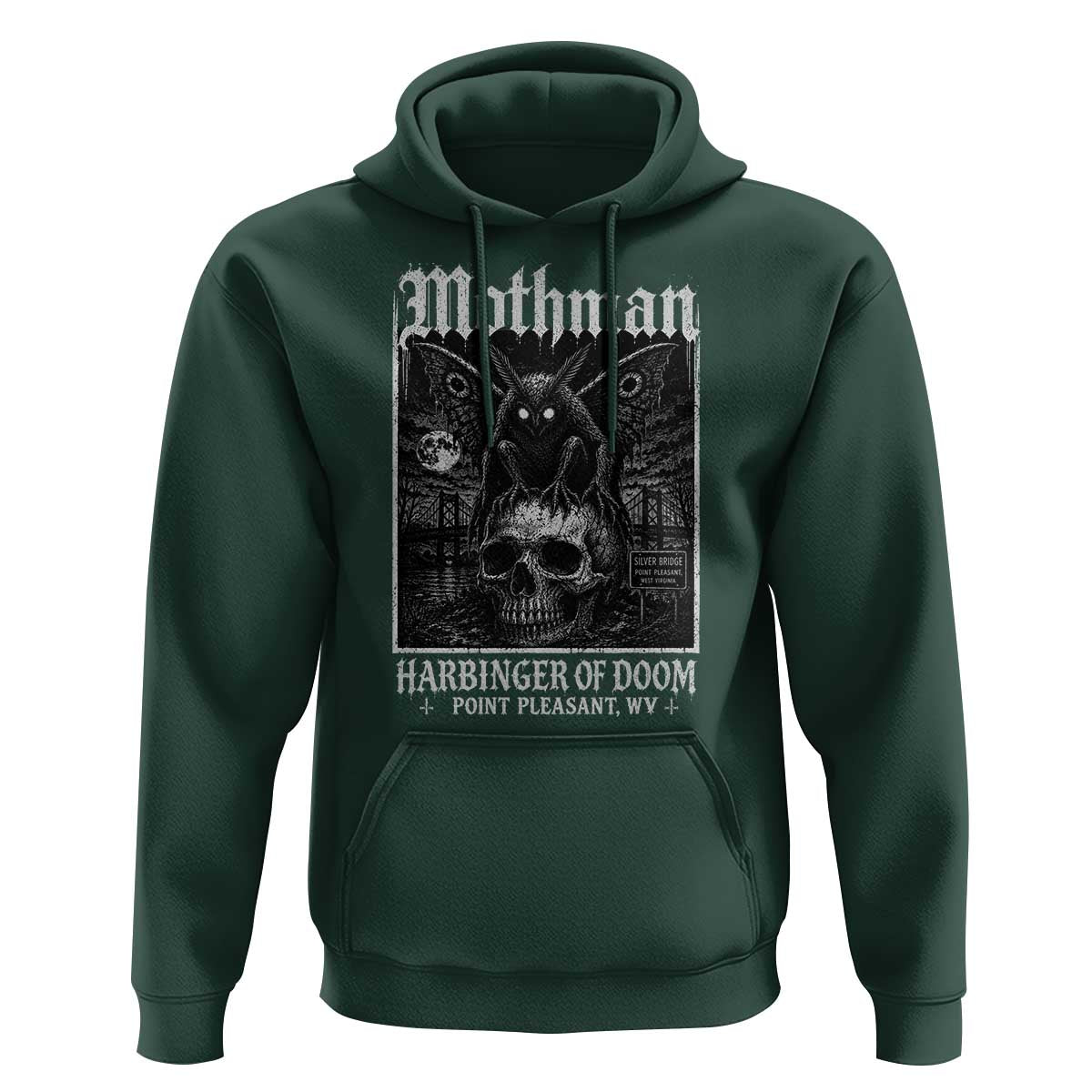 Mothman Harbinger of Doom Point Pleasant WV Hoodie Gothic Horror Cryptid Creature