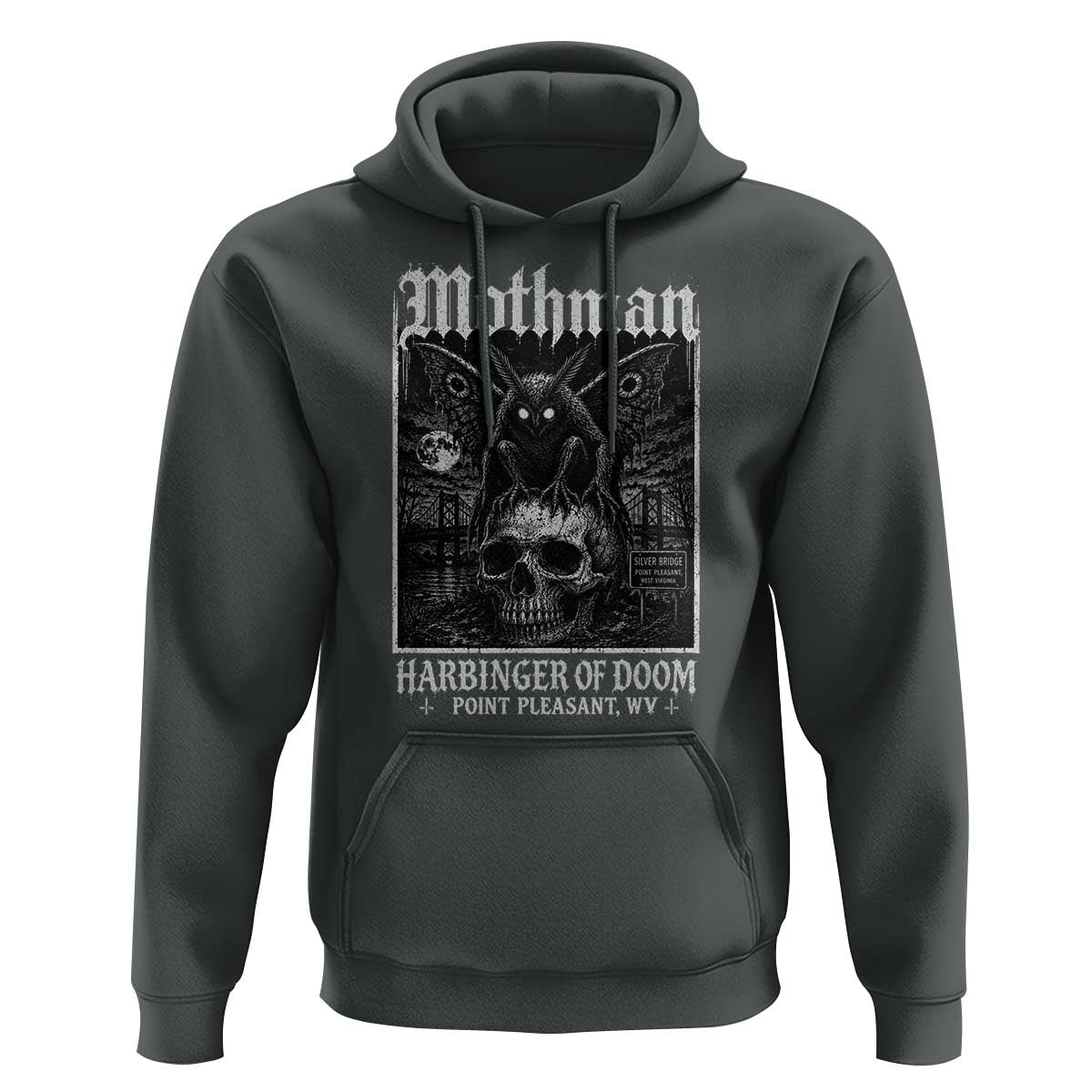 Mothman Harbinger of Doom Point Pleasant WV Hoodie Gothic Horror Cryptid Creature