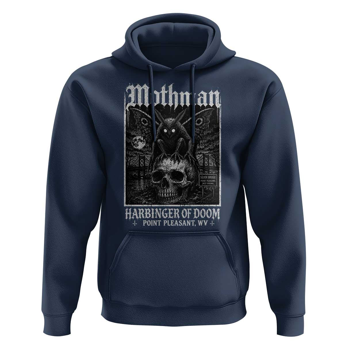 Mothman Harbinger of Doom Point Pleasant WV Hoodie Gothic Horror Cryptid Creature