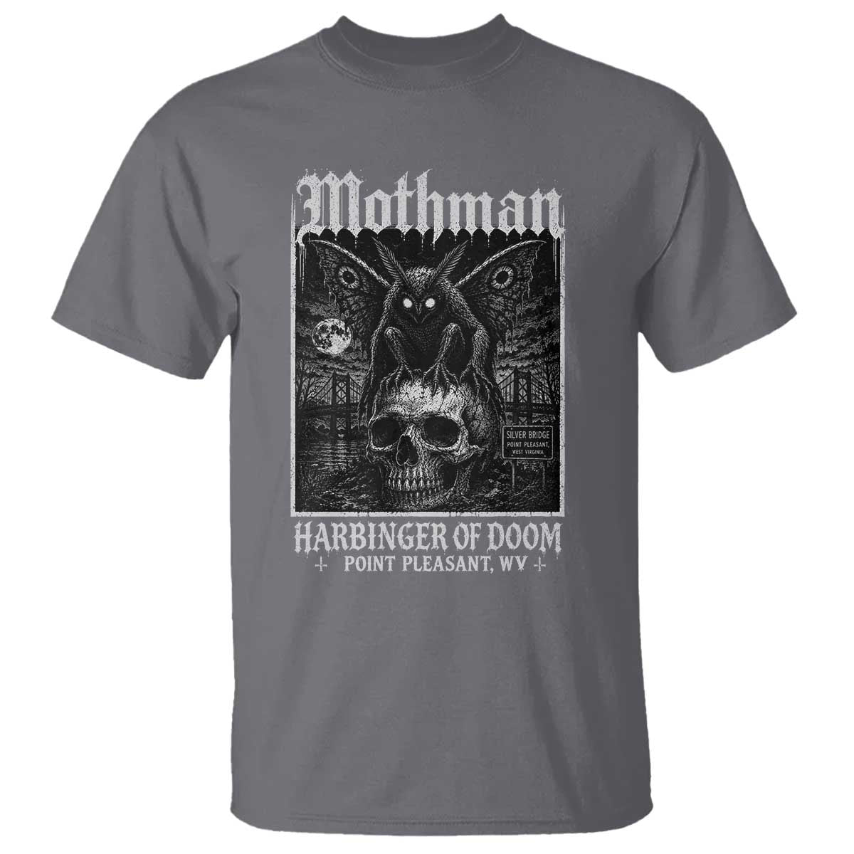 Mothman Harbinger of Doom Point Pleasant WV T Shirt Gothic Horror Cryptid Creature